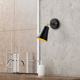 Opviq Evander Lámpara de Pared Negro y Oro